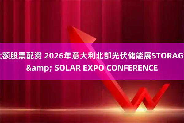 大额股票配资 2026年意大利北部光伏储能展STORAGE & SOLAR EXPO CONFERENCE